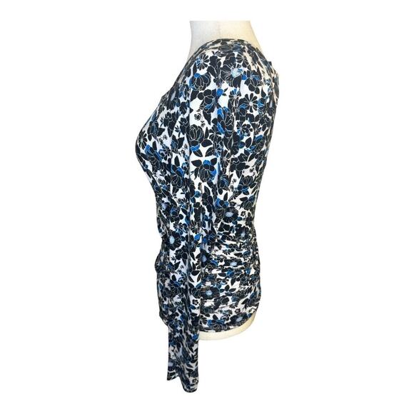 NEW Halogen Floral Ruched Square Neck Top in Midnight Bloom Size Small NWOT - Picture 3 of 9